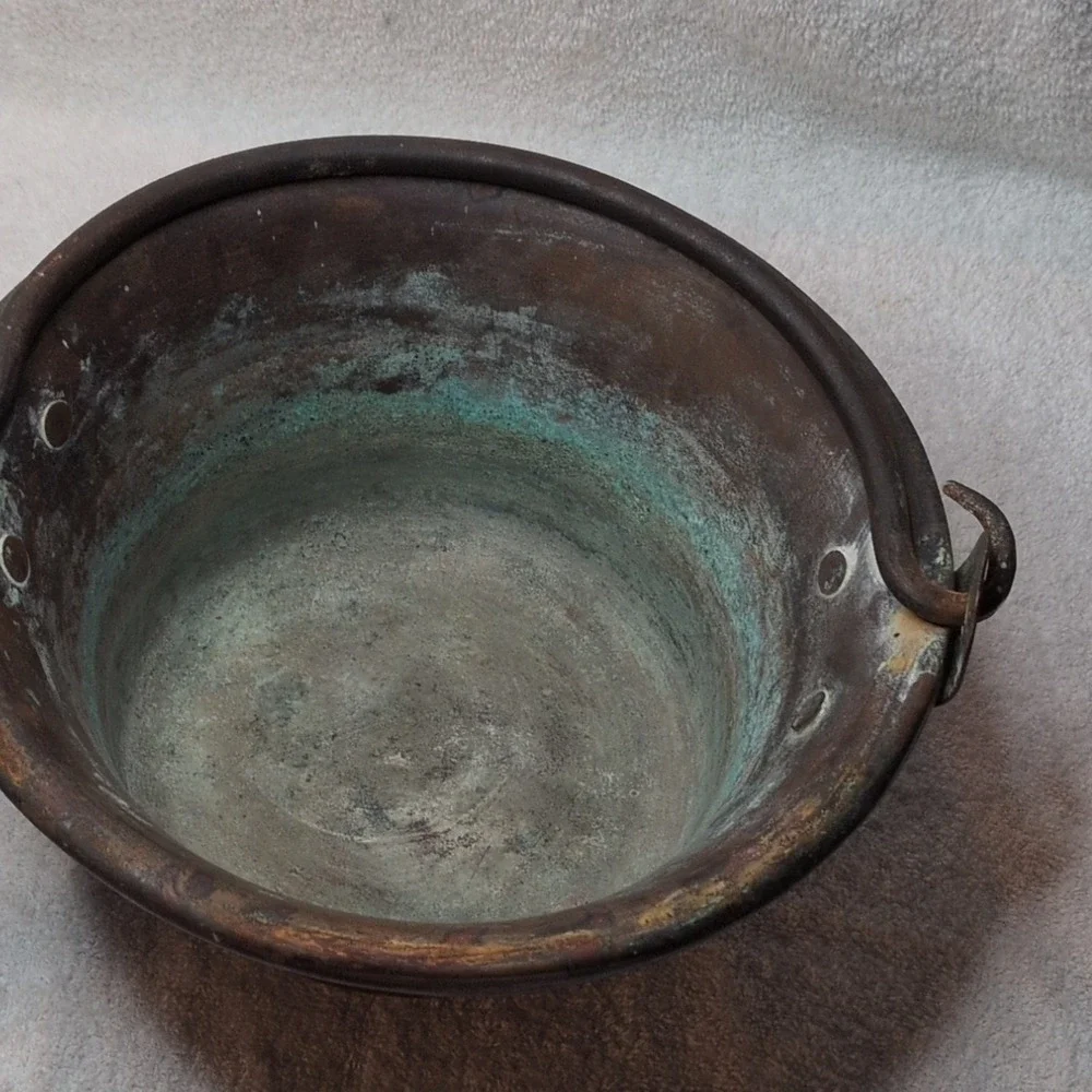 Antique French Copper Cauldron Pot 10.5